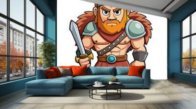 cartoon  illustration of barbarian Wall mural