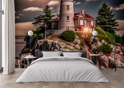 lighthouse in the sea Wall mural