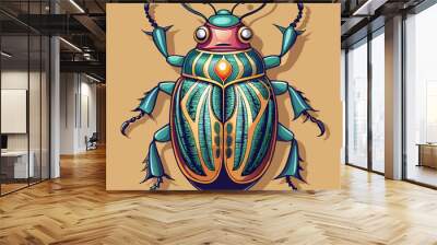 macro vector ilustartion of beetle insect  Wall mural