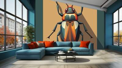 macro vector ilustartion of beetle insect  Wall mural