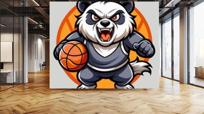 panda basketball cartoon mascot Wall mural