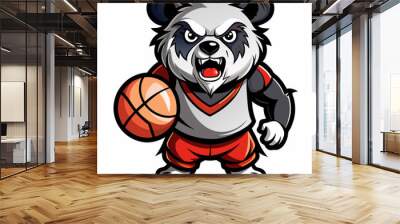 panda basketball cartoon mascot Wall mural