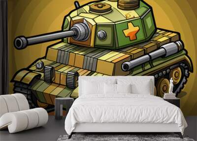 vector illustration of tank Wall mural