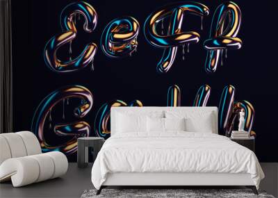 3d render of dark font with dripping glossy effect Wall mural