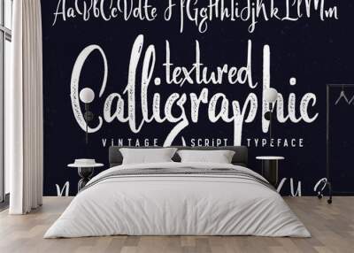 Textured calligraphic script font Wall mural