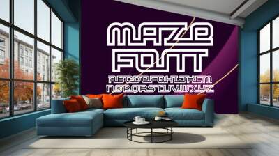 Vector font set with abstract geometric maze shape Wall mural