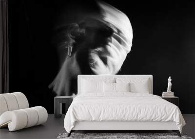 Portrait of a  man screaming in soft focus and long exposure Wall mural