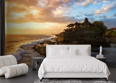 Tanah Lot in sunrise colors,the most famous temple at Bali island,Indonesia Wall mural