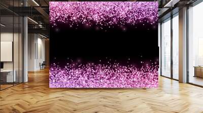 Glitter with pink violet color effect on black background. Vector Wall mural