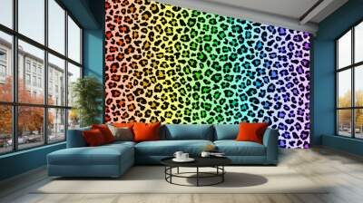 Multicolor leopard pattern with rainbow gradient. Vector Wall mural