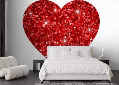 Red glitter heart Wall mural