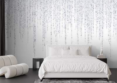 Silver glitter long garland hanging decoration on white background. Vector Wall mural