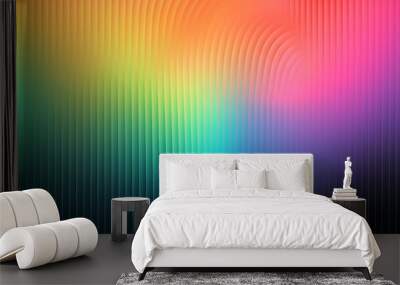 A vibrant explosion of color and light radiates from the abstract art of a rainbow on a mysterious black background, captivating the viewer with its breathtaking beauty Wall mural