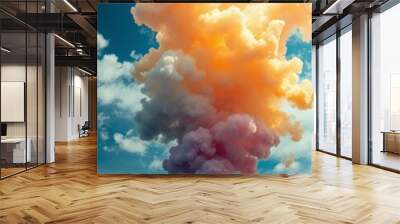 A colorful smoke in the sky Smoke Explosion Backdrop Wall mural