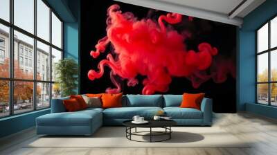 A red smoke swirl on a black background Smoke Explosion Backdrop Wall mural