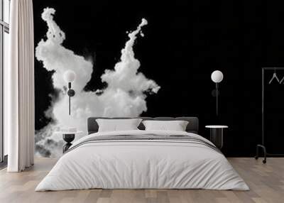 An abstract splash of white powder against a dark backdrop creating a dynamic and visually striking monochromatic effect Smoke Explosion Backdrop Wall mural