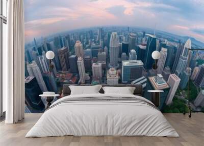 Birds eye look down aerial city Ultra realistic Photorealistic  Wall mural