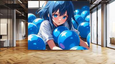 Blue balls aesthetic anime  Wall mural