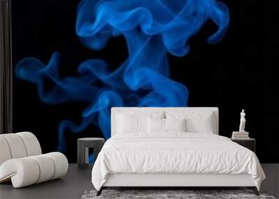 Blue smoke steam isolated black background Smoke Explosion Backdrop Wall mural