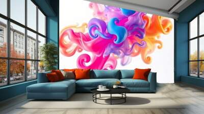 Colorful smoke abstract on white background fire design Smoke Explosion Backdrop Wall mural