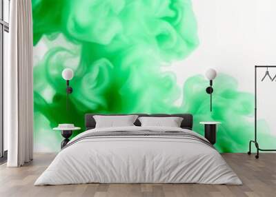 Green smoke steam isolated white background Smoke Explosion Backdrop Wall mural