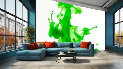 Green splash of paint ink in water isolated on white liquid color backdrop Smoke Explosion Backdrop Wall mural