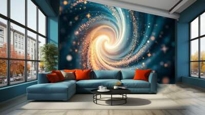 Hypnotic cosmic swirl with sparkling stars - abstract space concept glitter dust particle Ultra realistic  Wall mural