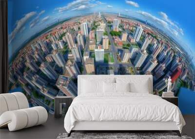 Scenic top view of the city muret and garonne river france aerial city Ultra realistic Photorealistic  Wall mural