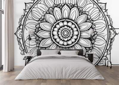 Soft terracotta clay organic textured watercolour wash background with mandalas mandala Illustration  Wall mural