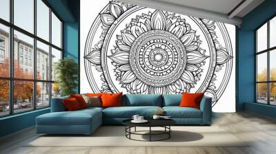 The tree of life in circle mandala on a light blue background hand made drawing art spiritual symbol mandala Illustration  Wall mural