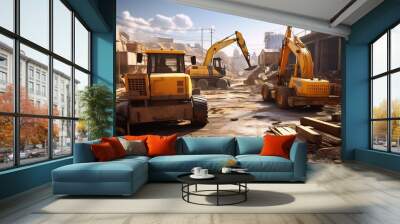 A photo of construction site material delivery area. Wall mural