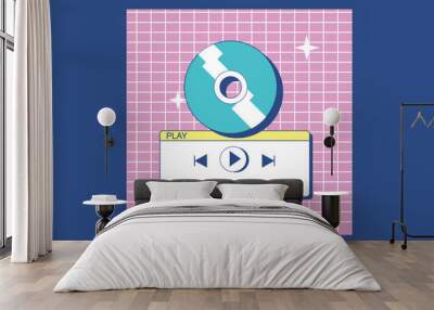 Retro-style media player interface with a colorful CD, representing digital music playback and nostalgia.

 Wall mural