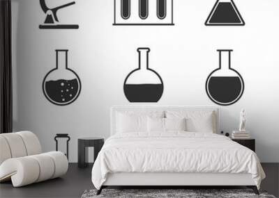 Laboratory icon set. Vector illustration, flat design. Wall mural