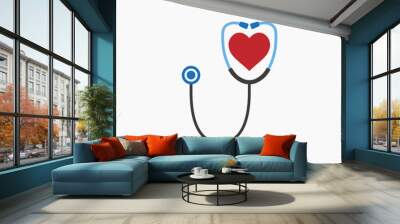 Medical, stethoscope icon. Vector illustration, flat design. Wall mural