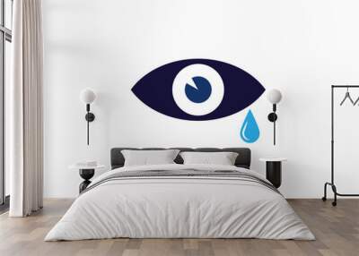 Tear, cry eye icon. Vector illustration, flat. Wall mural