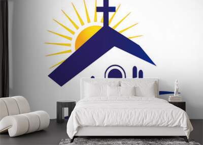 Church with sun logo vector Wall mural