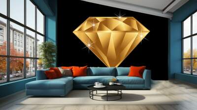 Gold diamond with brilliant sparkle jewelry Wall mural