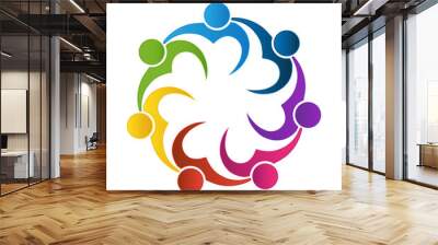 Logo teamwork love heart people icon Wall mural