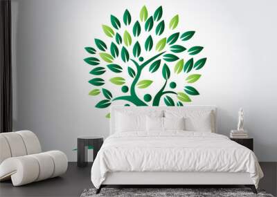 Logo tree ecology and people figures Wall mural