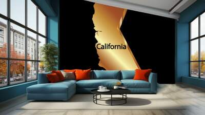 map gold california state 3d vector Wall mural