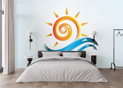 Sun logo vector swirly waves splash icon vector image graphic illustration template Wall mural