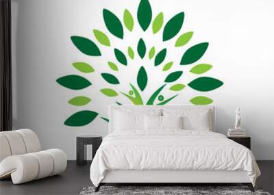 Teamwork people tree logo vector Wall mural