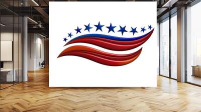 USA American flag silhouette in blue red and white colors 3D logo vector icon graphic image design banner background template Wall mural