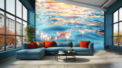 Blue water surface with sun reflections. Wall mural