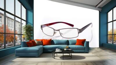 Black red eye Glasses Isolated on White Wall mural