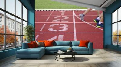 abstract success cross finish line, runner on track Wall mural