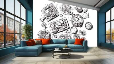 mexican food illustration Wall mural