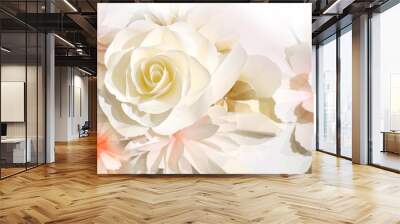 roses flower wedding background paper flowers hand craft design Wall mural