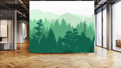 Forest silhouette, vector illustration. Wall mural