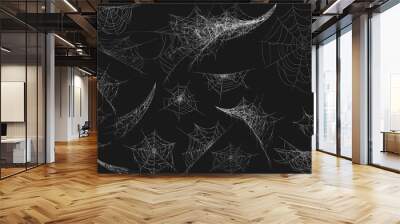 Halloween decor, spider cobweb, hand drawn vector illustration. Wall mural